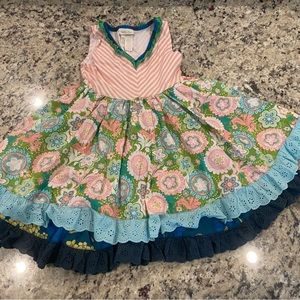 Matilda Jane size 6 pink, blue and green paisley dress